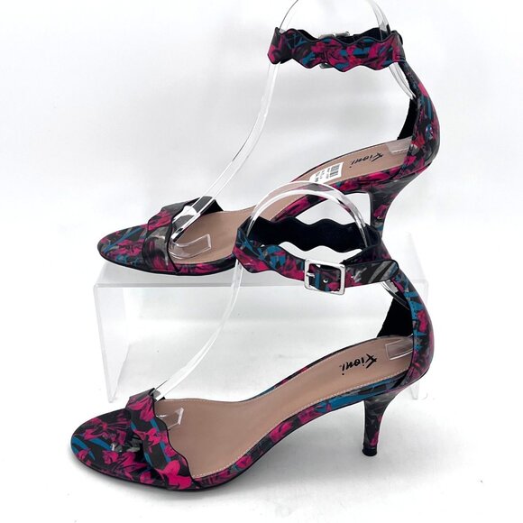 Fioni Floral Open-Toe Heels Womens Shoes Size 7.5 Pink & Blue Ankle Strap NEW - Picture 10 of 15